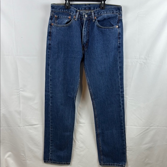 Levi's 505 Classic Men's Straight Leg Blue Jeans Size 34 - Picture 2 of 12